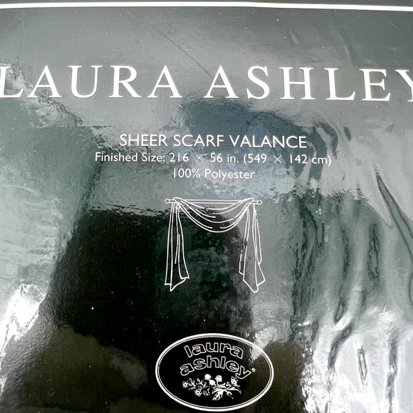 Vintage Laura Ashley Periwinkle Floral Sheer Scarf Valance 216 x 56 - Picture 4 of 6